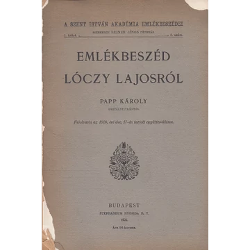 Emlékbeszéd Lóczy Lajosról