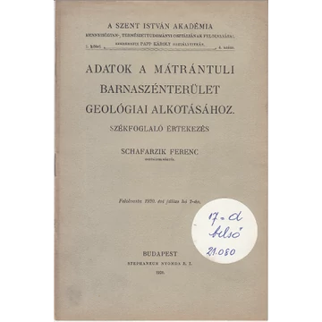 Adatok a mátrántúli barnaszénterület geológiai alkotásához.