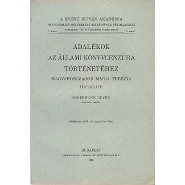 Adalékok az állami könyvcenzúra történetéhez