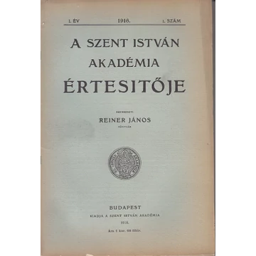 A Szent István Akadémia értesítője I. év 1. szám