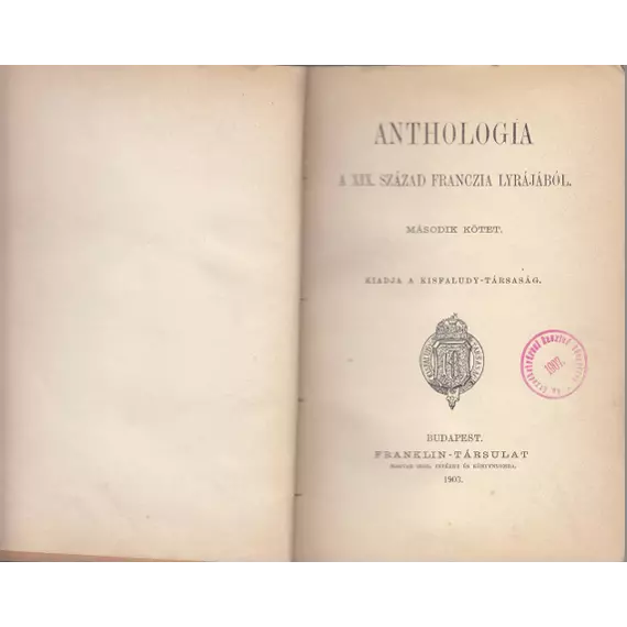 Antholigia a XIX. század Franczia lyrájából II. kötet /Antikvár
