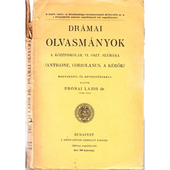 Drámai olvasmányok a középiskolák VI. osztálya számára