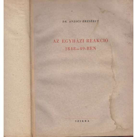 Az egyházi reakció 1848-49-ben