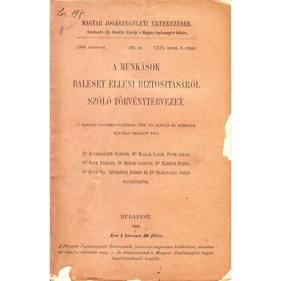 A munkások baleset elleni biztosításáról szóló törvénytervezet