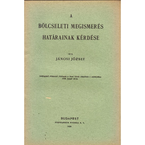 A bölcseleti megismerés határainak kérdése