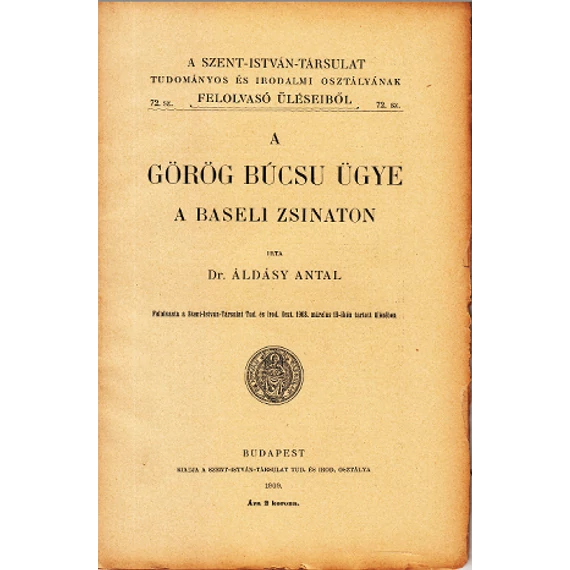 A görög búcsu ügye a Baseli Zsinaton