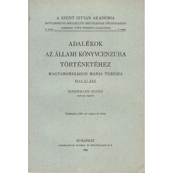 Adalékok az állami könyvcenzúra történetéhez