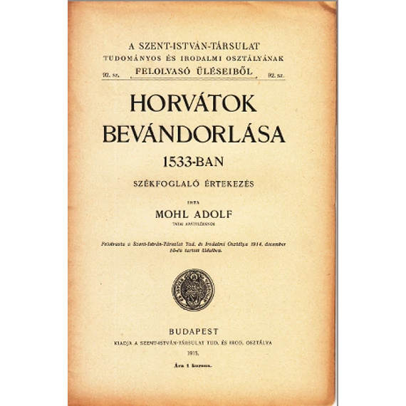 Horvátok bevándorlása 1533-ban