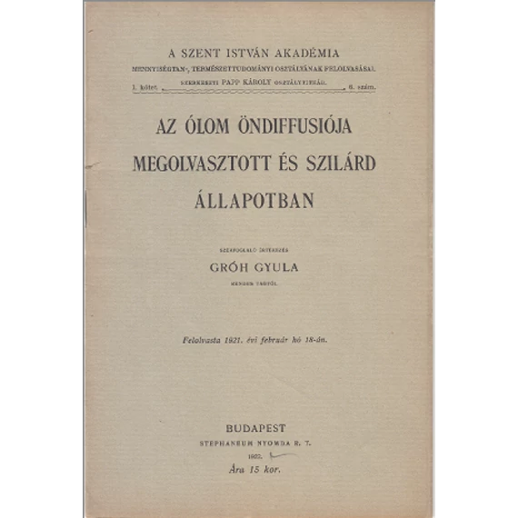 Az ólom öndiffusiója megolvasztott és szilárd állapotban