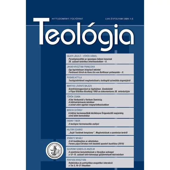 Teológia folyóirat / 2024. 1-2.