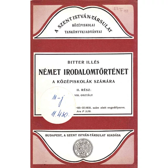 Német irodalomtörténet a középiskolák számára II. rész: VIII. osztály