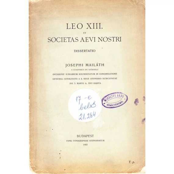 Leo XIII. et societas aevi nostri