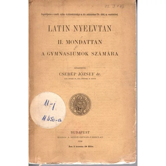 Latin nyelvtan. II. Mondattan