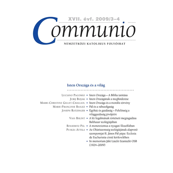 Communio 2009/3-4.
