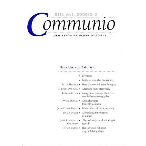 Communio 2005/2-3.
